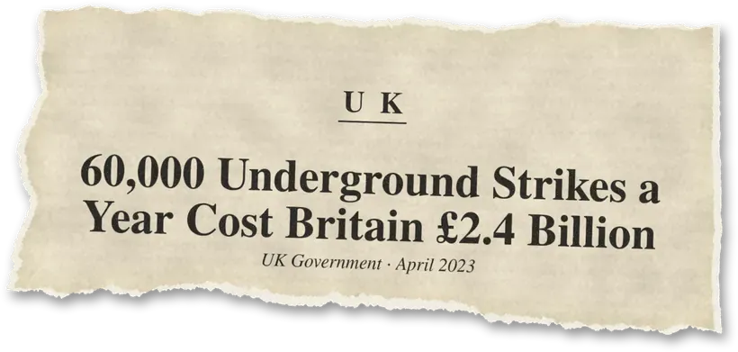 News headline: UK: About 60,000 accidental strikes a year cost the UK economy around £2.4 billion.
